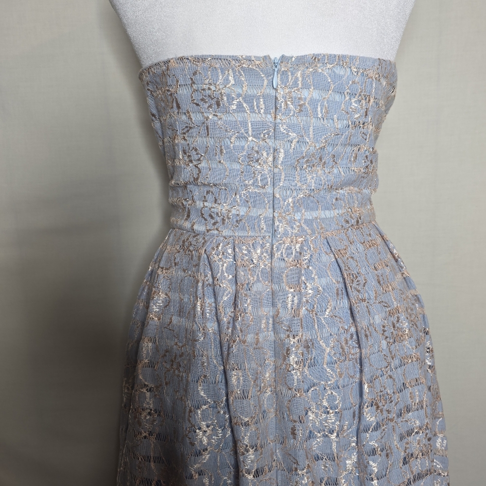 June & Ivy Womens Blue And Gold Sleeveless Knee Length Dress Size Large - Picture 6 of 10